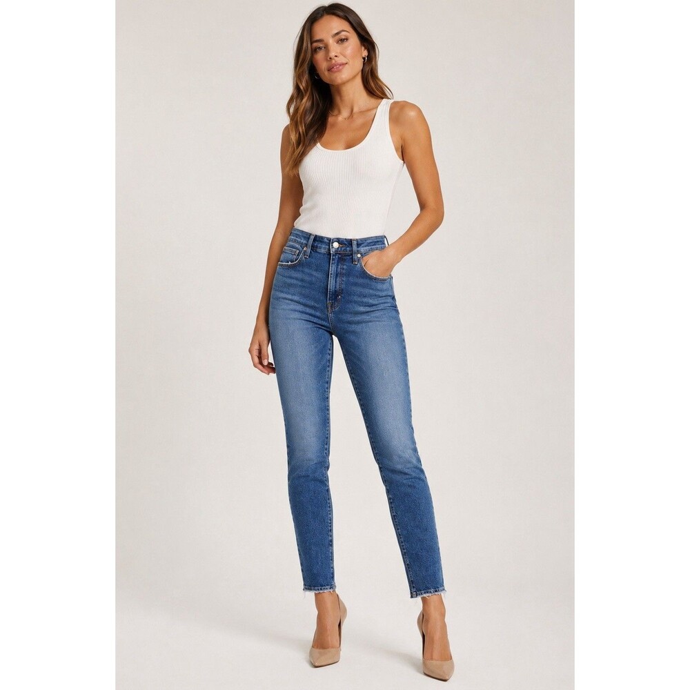 Good American Women's Good Classic Hi-Rise Skinnnyish Fit Jeans Blue Sz 2/25 NWT